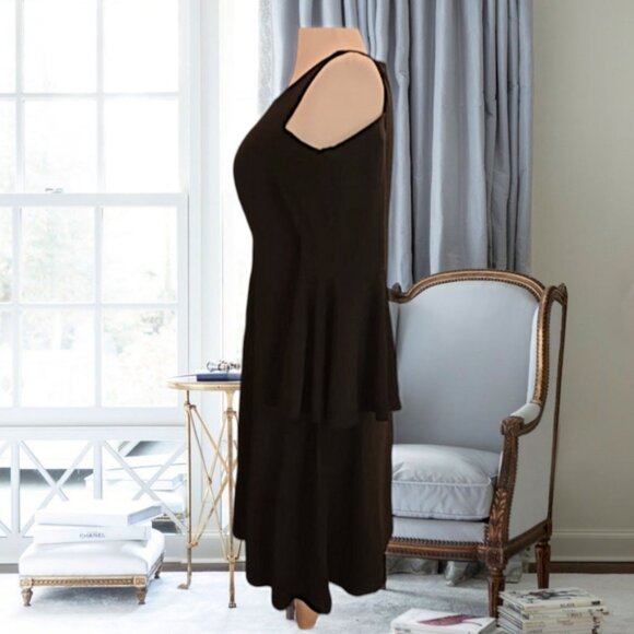 RALPH LAUREN Black Cold Shoulder Flowy Bell Sleeve Dress- Size 12 - Picture 7 of 15